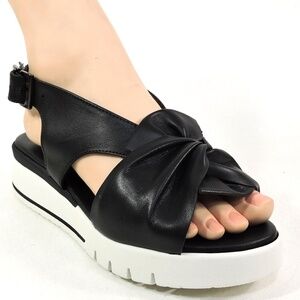 SPACE MODA BY REPO 🇮🇹 WOMEN'S BLACK SOFT LEATHER COMFORT SUMMER FLAT SANDALS